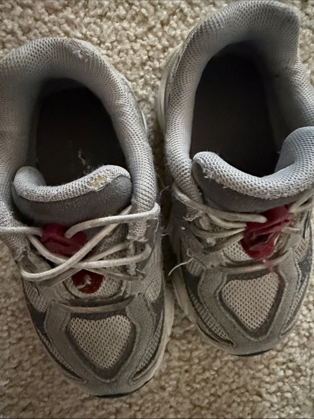 New Balance Kids Gray and White Sneakers with Pink Accent